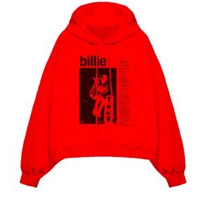 Billie Eilish Tour Merch Red Sweatshirt Happier than Ever World Tour Hoodie L